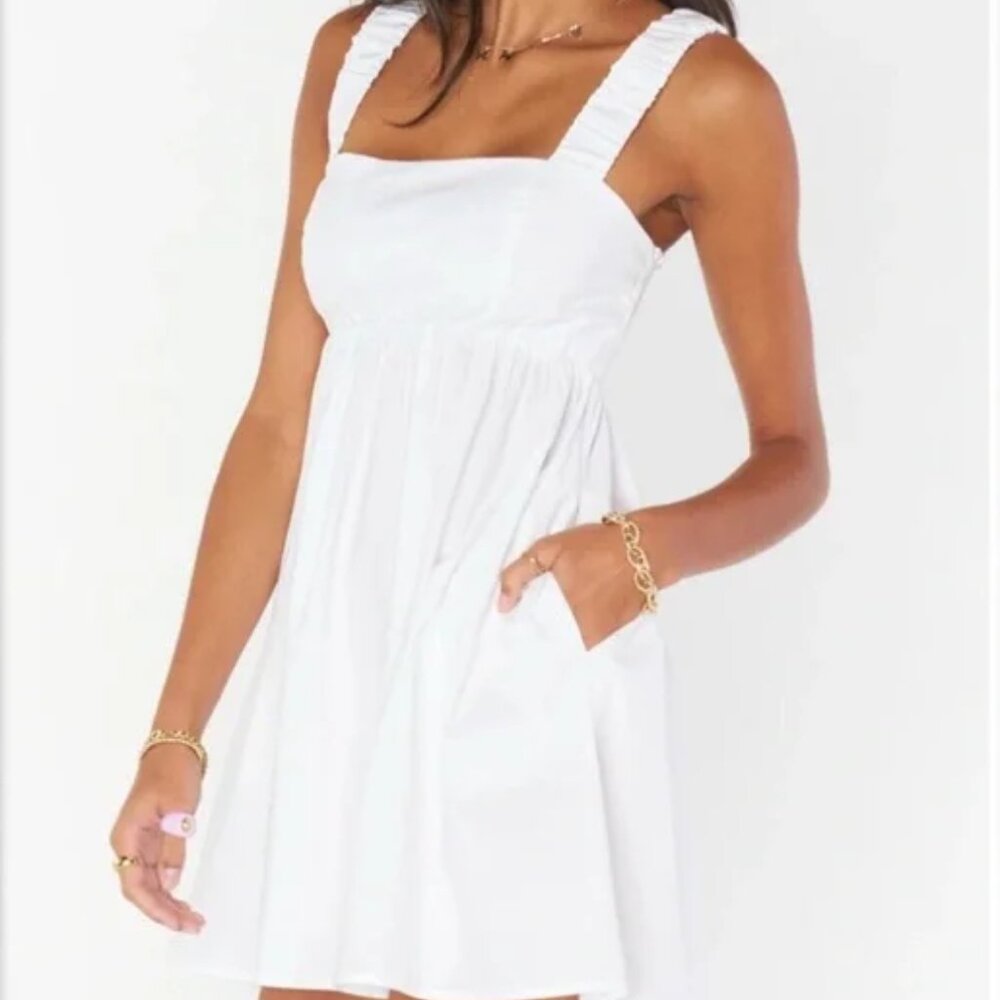 Show Me Your MuMu White Mini Dress with Smocked Back